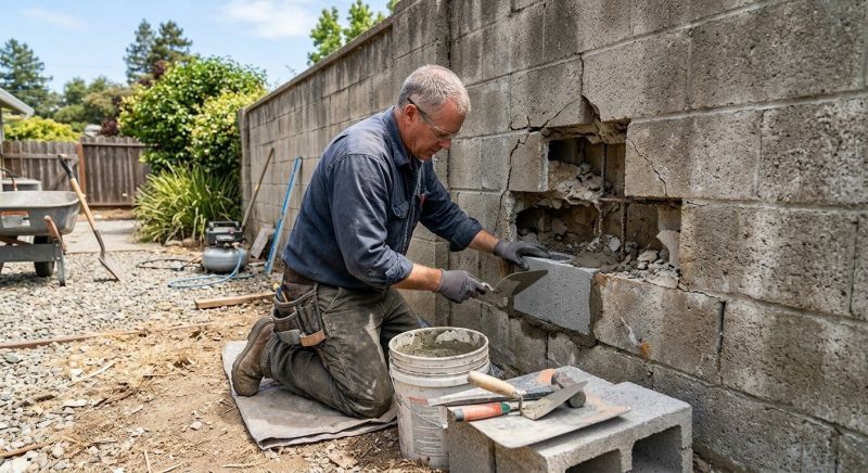 Cinder Block Wall Repair in Pacoima, CA