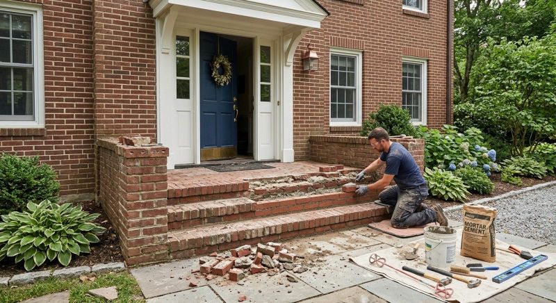 Entryway Brick Repair in Los Angeles County, CA